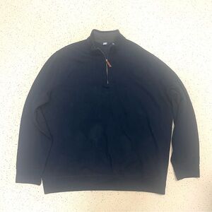 Lands' End Men's Navy Quarter Zip Pullover Sweater XXL Soft brushed Cotton